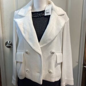CHANEL Ivory Double-Breasted Pea Coat